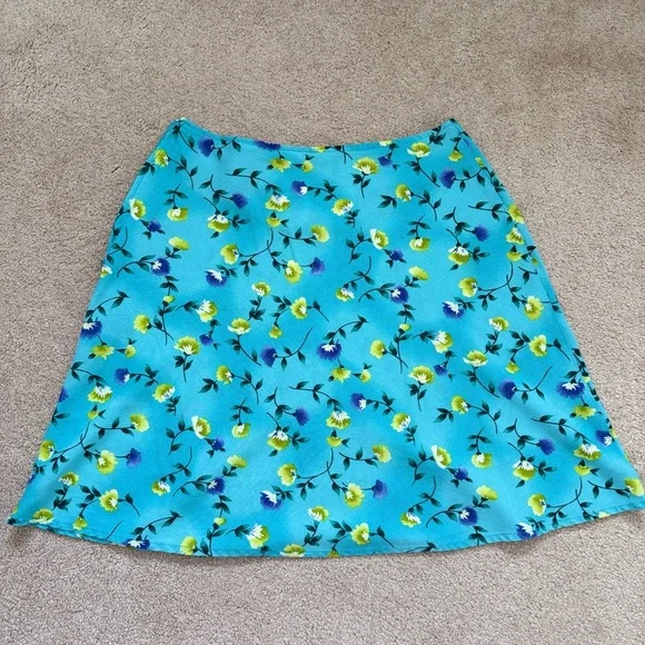 Vintage Kathie Lee Collection Mini Skirt Blue & Green Floral Y2K mini skirt - Picture 3 of 5